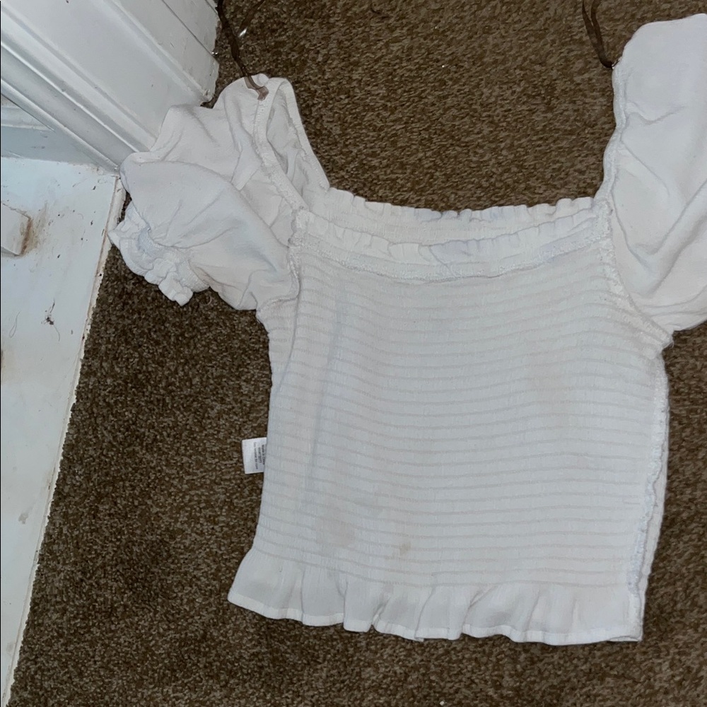 White Ruffled Women's Top